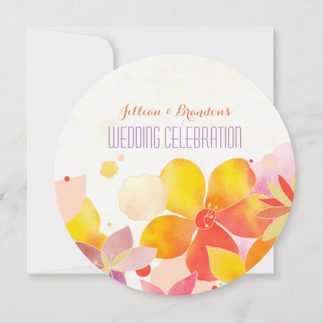 Invitation Aquarelle Jardin Fleurs Boho Mariage (Devant)