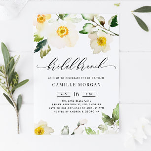 Invitation Aquarelle Jaune Anémone Florale Bridal Brunch