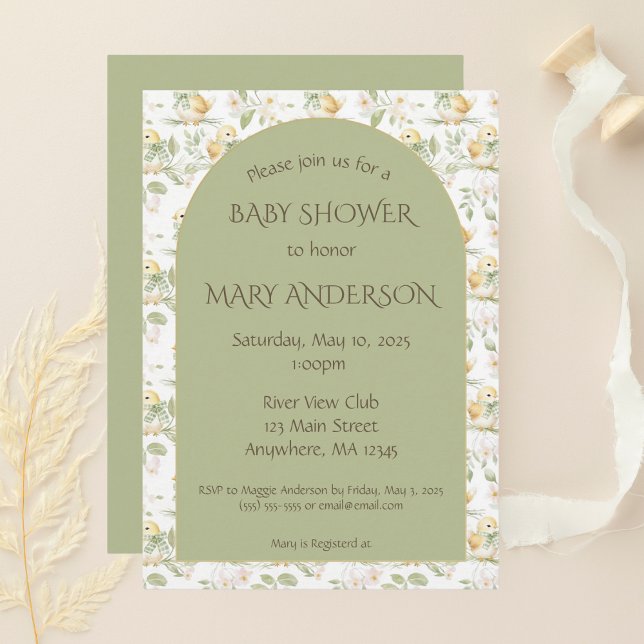 Invitation Aquarelle Jaune Bébé Chicks Baby shower Motif (Créateur téléchargé)