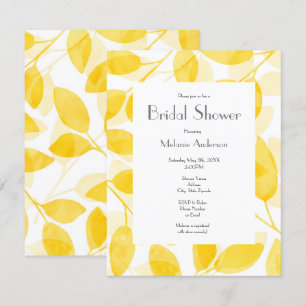 Invitation Aquarelle jaune or Feuilles