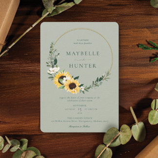 Invitation Aquarelle jaune Tournesol Pays Mariage de couronne