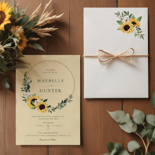 Invitation Aquarelle jaune Tournesol Pays Mariage de couronne