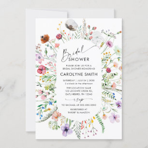 Invitation Aquarelle Jolie Fête des mariées de pré Fleur sauv