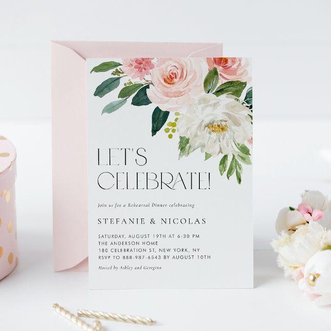 Invitation Aquarelle Jolie Fleurs de Jardin Dîner de répétiti (Créateur téléchargé)