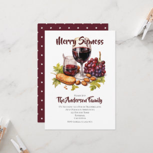 Invitation Aquarelle Joyeuse Fromage et fête du vin