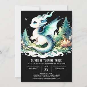Invitation Aquarelle Joyeux Dragon Anniversaire