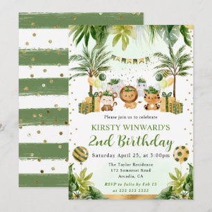 Invitation Aquarelle Jungle Animaux Anniversaire de enfant