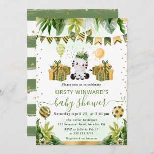 Invitation Aquarelle Jungle Baby shower Zebra