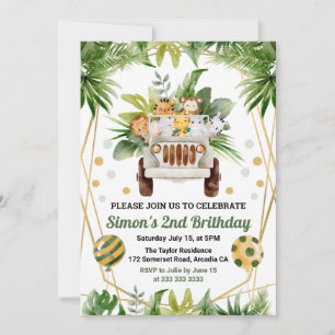 Invitation Aquarelle Jungle Safari Animaux Anniversaire de en