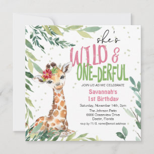 Invitation Aquarelle Jungle Safari Wild Un 1er anniversaire I