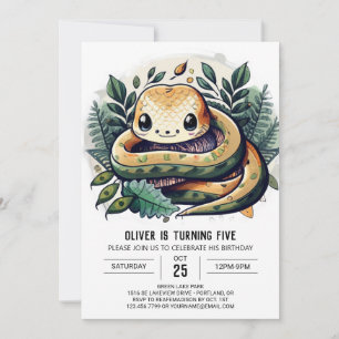 Invitation Aquarelle Jungle Snake Anniversaire
