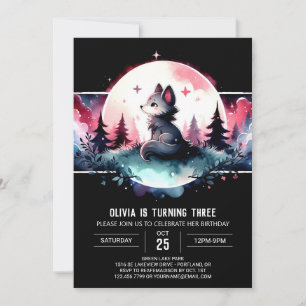 Invitation Aquarelle Jungle Wolf Anniversaire