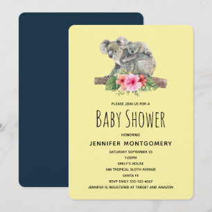 Invitation Aquarelle Koala Oears mignonne Maman & Baby shower