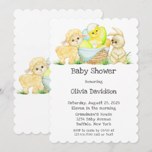 Invitation Aquarelle Lamb chic et Baby shower lapin