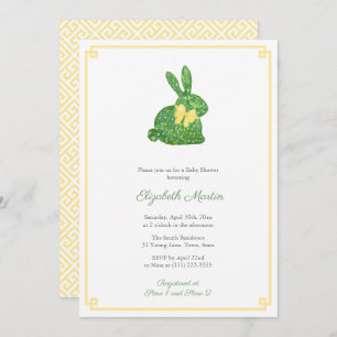 Invitation Aquarelle Lapin de Pâques Baby shower neutre genre