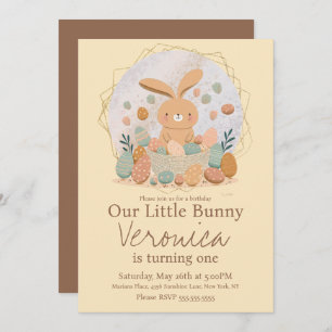 Invitation Aquarelle Lapin Pâques Panier Oeufs Anniversaire