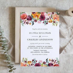 Invitation Aquarelle L'automne fleurit Mariage de automne bot