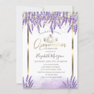 Invitation Aquarelle Lavanda, Guirlande Lumineuse Quinceanera