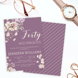 Invitation Aquarelle lavande florale 40e anniversaire 40s