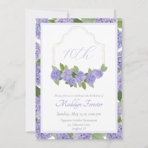 Invitation Aquarelle Lavande Hydrangea 70e anniversaire