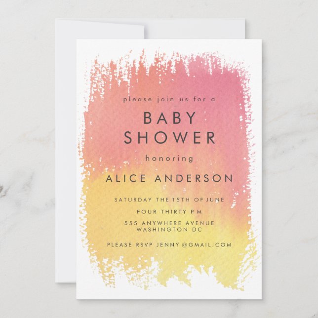 Invitation Aquarelle Laver les filles roses Baby shower Invit (Devant)