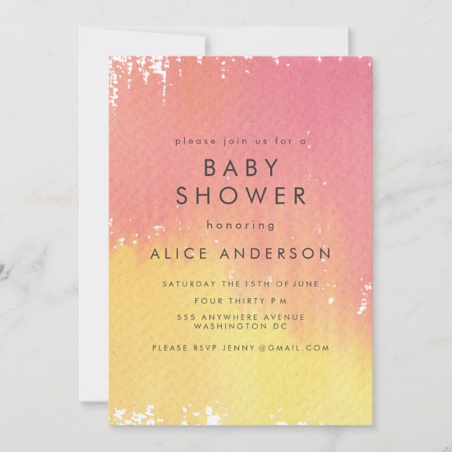 Invitation Aquarelle Laver les filles roses Baby shower Invit (Devant)