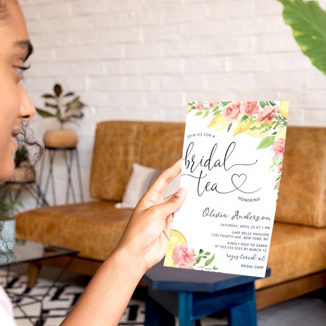 Invitation Aquarelle Lemon et Tea Party Rose (Créateur téléchargé)