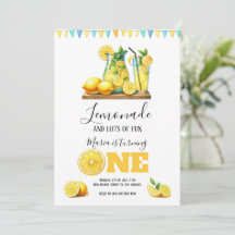 Aquarelle Lemonade Jaune 1ère fête d'anniversaire