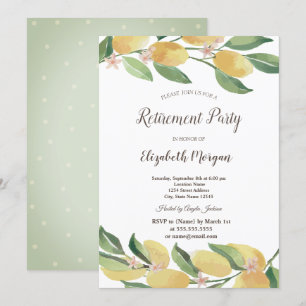Invitation Aquarelle Lemons Botanique Dots Retraite