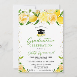Invitation Aquarelle Lemons et Fleurs Graduation