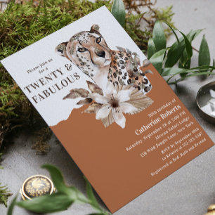 Invitation Aquarelle léopard floral Vingt-vingtième anniversa