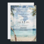 Invitation Aquarelle Les Seychelles Tropical Beach Wedding<br><div class="desc">Présentant la captivante Tropical Beach Wedding Invitation Card, mis en vie avec des couleurs rétro vibrantes! Voici le majestueux paysage de plage qui a honoré cette invitation exquise. La personnalisation est essentielle - adaptez le texte sans effort pour l'harmoniser avec les spécificités de votre mariage. Sélectionnez parmi un tableau de...</div>