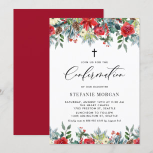 Invitation Aquarelle L'hiver fleurit Confirmation Florale