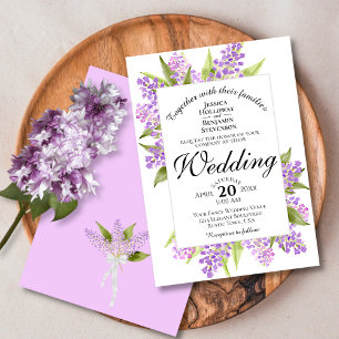 Invitation Aquarelle Lilac Bouquet Mariage de printemps
