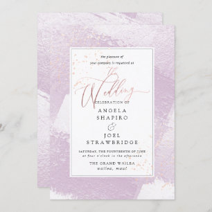 Invitation Aquarelle Lilac brillante, Blush+Faux Metallic