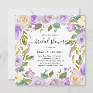 Invitation Aquarelle Lilac Floral Élégante Fête des mariées
