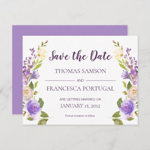 Invitation Aquarelle Lilac Mariage floral Enregistrer la cart