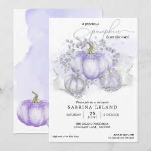 Invitation Aquarelle Lilac Petit Baby shower Citrouille