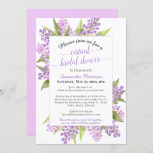 Invitation Aquarelle Lilacs Floral Fête des mariées virtuelle