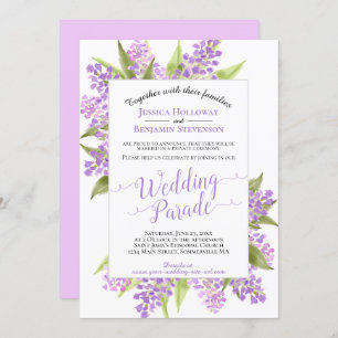Invitation Aquarelle Lilacs Mariage Parade / Réception