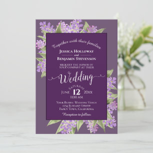 Invitation Aquarelle Lilacs Plum Purple Boho Mariage