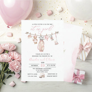 Invitation Aquarelle Little putter est en route baby shower