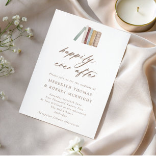Invitation Aquarelle Livres Heureux Jamais Après Mariage