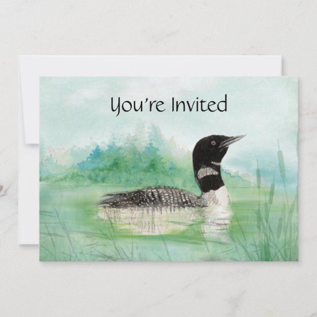 Invitation Aquarelle Loon Personnalisé Anniversaire Invitatio (Devant)