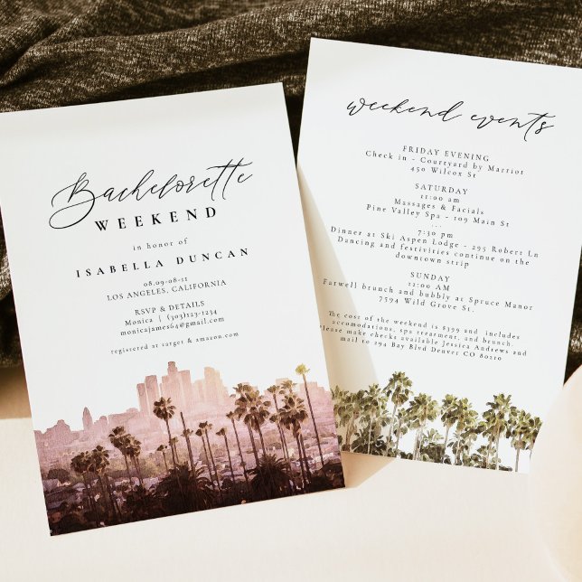 Invitation Aquarelle Los Angeles California Skyline Palm (Créateur téléchargé)