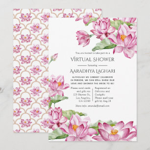 Invitation Aquarelle Lotus Flower Indian Virtual Douche