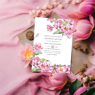 Invitation Aquarelle Lotus Flower Mariage indien