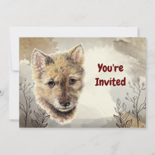 Invitation Aquarelle Loup levain animal animal coutume Annive