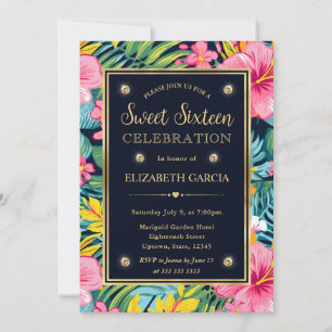 Invitation Aquarelle Lumineuse Fleurs de Preppy Tropical Swee
