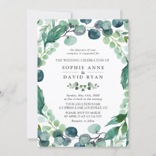 Invitation Aquarelle luxuriante Eucalyptus Mariage de verdure